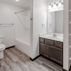 bathroom at Rivertown Residencial Suites located in Monticello, MN